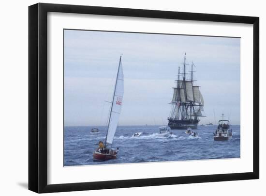 USS Constitution "Old Ironsides" Under Sail, Massachusetts Bay, Celebrating Its Bicentennial, 1997-null-Framed Photographic Print