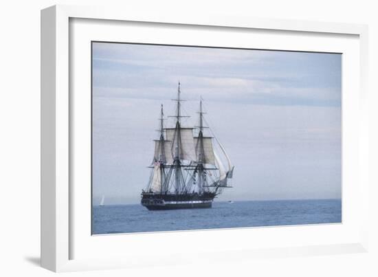 USS Constitution "Old Ironsides" Under Sail, Massachusetts Bay, Celebrating Its Bicentennial, 1997-null-Framed Photographic Print