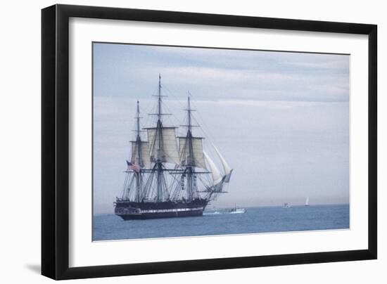 USS Constitution "Old Ironsides" Under Sail, Massachusetts Bay, Celebrating Its Bicentennial, 1997-null-Framed Photographic Print