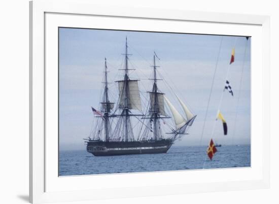 USS Constitution "Old Ironsides" Under Sail, Massachusetts Bay, Celebrating Its Bicentennial, 1997-null-Framed Photographic Print