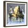 USS Frigate Chesapeake Engaging the British Ship Shannon, War of 1812-null-Framed Giclee Print