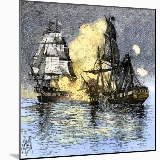 USS Frigate Chesapeake Engaging the British Ship Shannon, War of 1812-null-Mounted Giclee Print