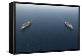 Uss George H.W. Bush Transits Alongside USS Harry S. Truman-null-Framed Stretched Canvas