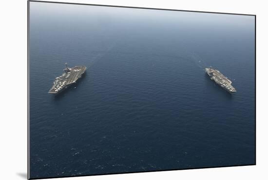 Uss George H.W. Bush Transits Alongside USS Harry S. Truman-null-Mounted Photographic Print