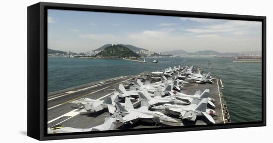 Uss George Washington Prepares to Enter the Harbor in Korea-null-Framed Stretched Canvas