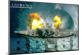 USS Iowa Guns firing-null-Mounted Art Print