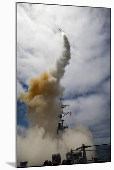 Uss John Paul Jones Launches a Standard Missile-null-Mounted Photographic Print
