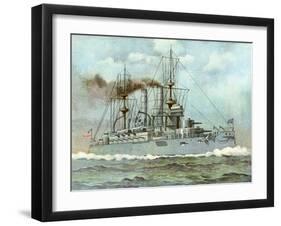 Uss 'Kearsarge, American Battleship, 1898-null-Framed Giclee Print