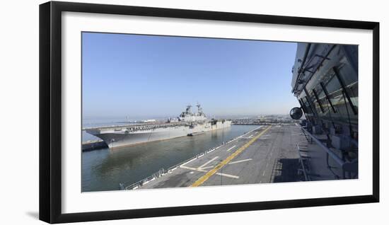 Uss Kearsarge and USS Bataan Moored-null-Framed Photographic Print