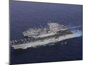 USS Kearsarge Pulls Alongside USNS Lewis and Clark for a Replenishment at Sea-Stocktrek Images-Mounted Photographic Print