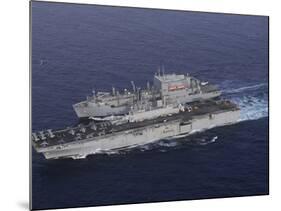 USS Kearsarge Pulls Alongside USNS Lewis and Clark for a Replenishment at Sea-Stocktrek Images-Mounted Photographic Print
