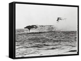 USS Lexington's Crew Diving into Sea-null-Framed Stretched Canvas