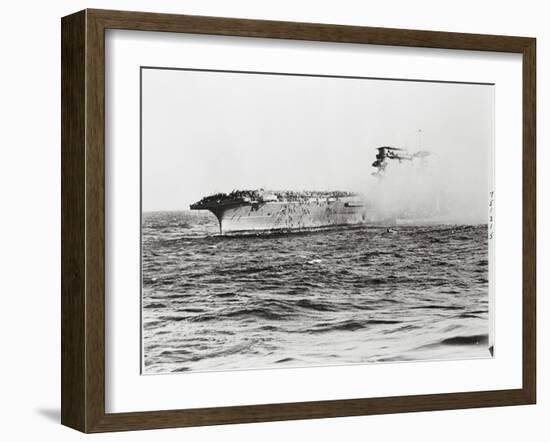 USS Lexington's Crew Diving into Sea-null-Framed Photographic Print