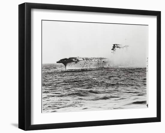 USS Lexington's Crew Diving into Sea-null-Framed Photographic Print