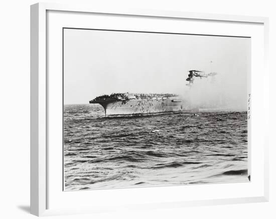 USS Lexington's Crew Diving into Sea-null-Framed Photographic Print