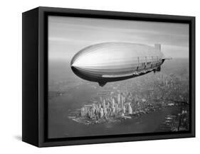 Uss Macon Airship Flying over New York City-Stocktrek Images-Framed Stretched Canvas