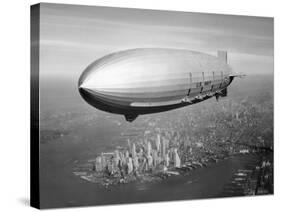 Uss Macon Airship Flying over New York City-Stocktrek Images-Stretched Canvas