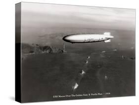 USS Macon over the Golden Gate and Pacific Fleet, 1934-Clyde Sunderland-Stretched Canvas