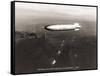 USS Macon over the Golden Gate and Pacific Fleet, 1934-Clyde Sunderland-Framed Stretched Canvas