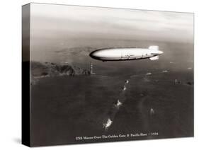 USS Macon over the Golden Gate and Pacific Fleet, 1934-Clyde Sunderland-Stretched Canvas