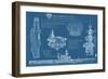 USS Midway Blue Print - San Diego, CA-Lantern Press-Framed Art Print