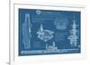 USS Midway Blue Print - San Diego, CA-Lantern Press-Framed Premium Giclee Print