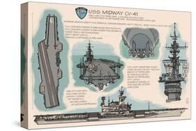 USS Midway Technical - San Diego, CA-Lantern Press-Stretched Canvas