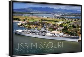 USS Missouri - Aerial Dock View-Lantern Press-Framed Art Print