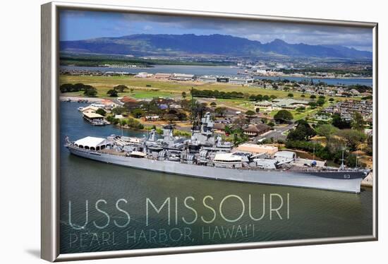 USS Missouri - Aerial Dock View-Lantern Press-Framed Art Print