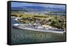 USS Missouri - Aerial Dock View-Lantern Press-Framed Stretched Canvas