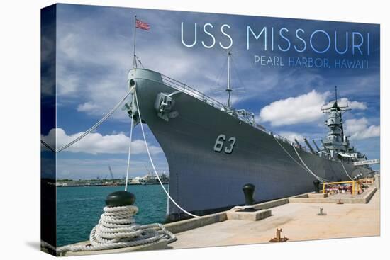 USS Missouri - Dock View-Lantern Press-Stretched Canvas