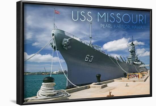 USS Missouri - Dock View-Lantern Press-Framed Art Print