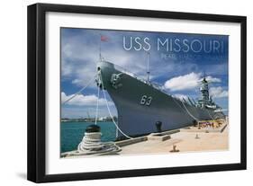 USS Missouri - Dock View-Lantern Press-Framed Art Print