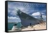 USS Missouri - Dock View-Lantern Press-Framed Stretched Canvas