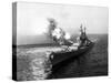 Uss Missouri Fires its 16-Inch Guns at Chong Jin, North Korea, Oct. 10, 1950-null-Stretched Canvas