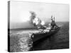 Uss Missouri Fires its 16-Inch Guns at Chong Jin, North Korea, Oct. 10, 1950-null-Stretched Canvas