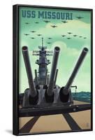 USS Missouri - Gun Battery-Lantern Press-Framed Art Print