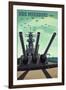 USS Missouri - Gun Battery-Lantern Press-Framed Art Print