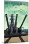 USS Missouri - Gun Battery-Lantern Press-Mounted Art Print