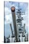 USS Missouri - Guns View-Lantern Press-Stretched Canvas