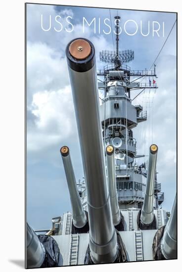 USS Missouri - Guns View-Lantern Press-Mounted Art Print