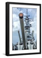 USS Missouri - Guns View-Lantern Press-Framed Art Print