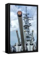 USS Missouri - Guns View-Lantern Press-Framed Stretched Canvas