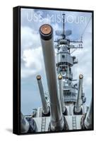 USS Missouri - Guns View-Lantern Press-Framed Stretched Canvas