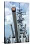USS Missouri - Guns View-Lantern Press-Stretched Canvas