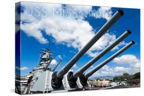 USS Missouri - Guns View-Lantern Press-Stretched Canvas