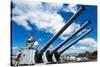 USS Missouri - Guns View-Lantern Press-Stretched Canvas