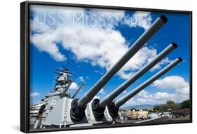 USS Missouri - Guns View-Lantern Press-Framed Art Print