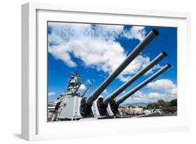 USS Missouri - Guns View-Lantern Press-Framed Art Print