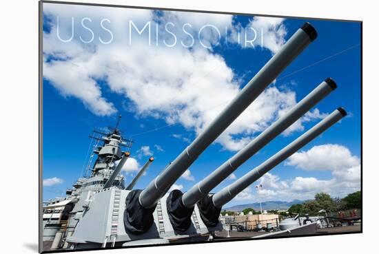 USS Missouri - Guns View-Lantern Press-Mounted Art Print